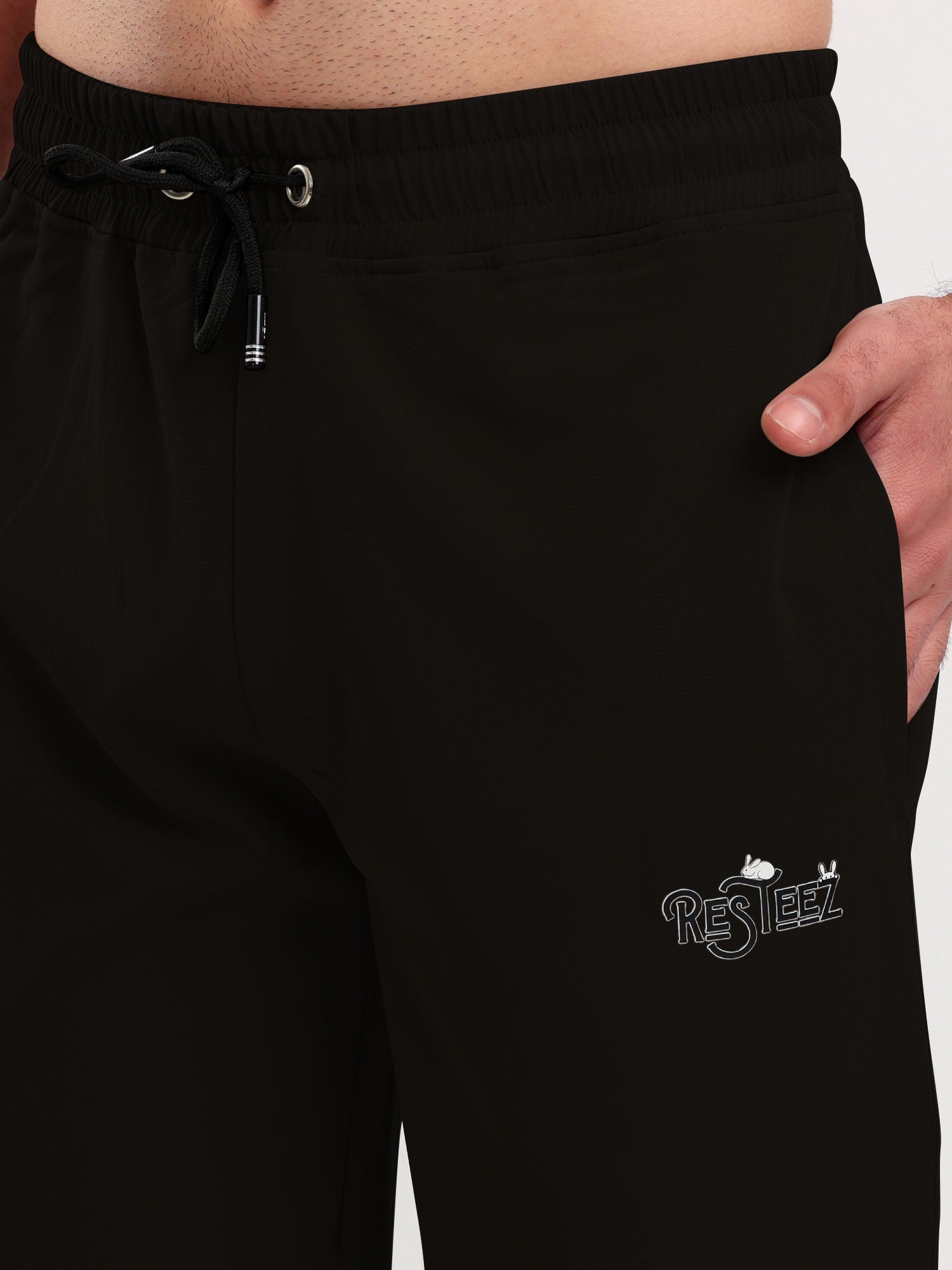 Men's Regular Fit Snap Button Track Pant with Elastic Waist, Drawstring & Straight Leg Design