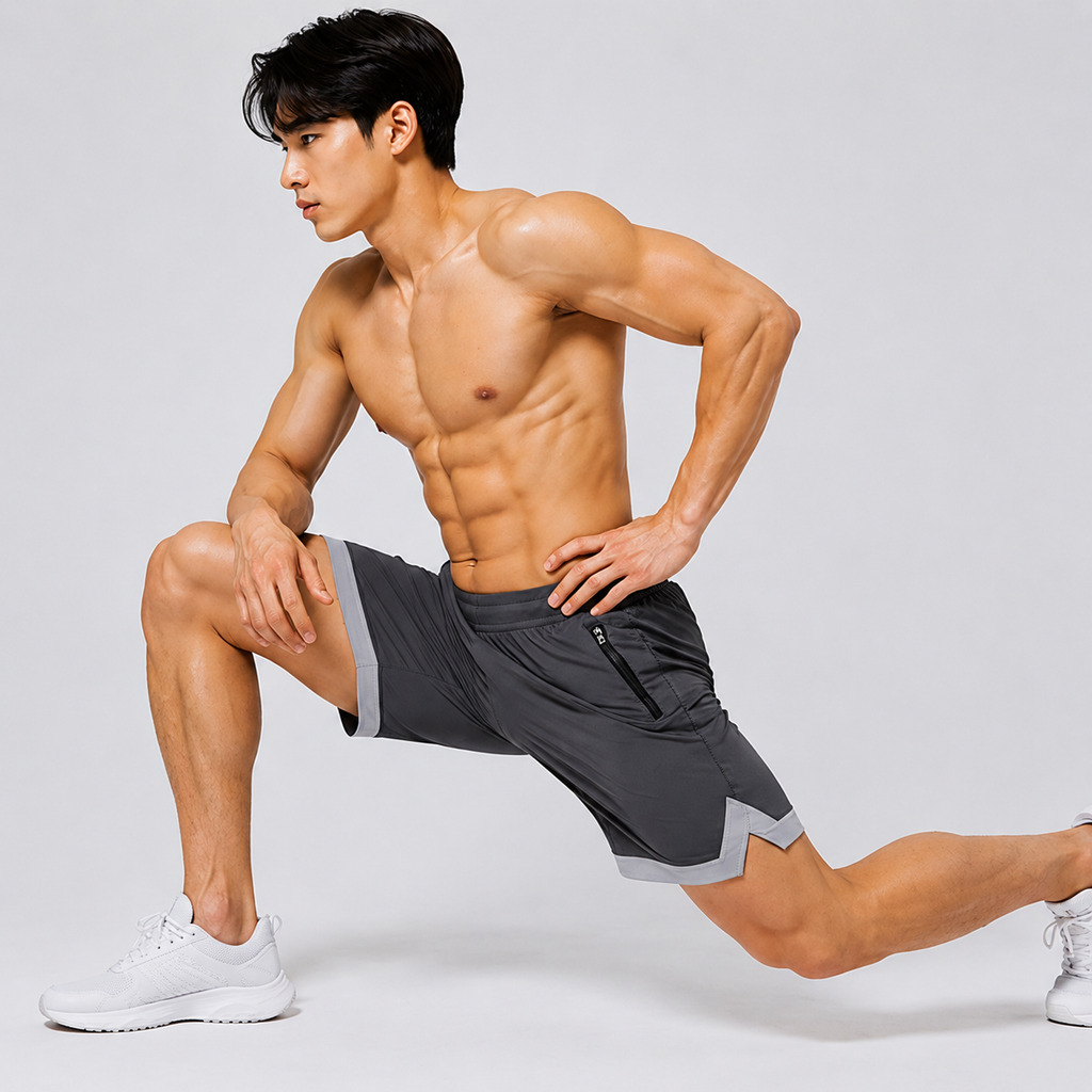 Resteez Men's Premium Active Flex Gym & Running Shorts with Zipper Pocket