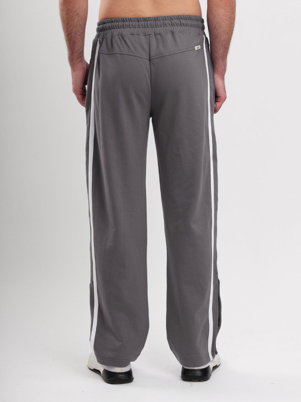 Men's Regular Fit Athletic Track Pant with Side Stripe, Snap Button Hem & Drawstring Waist