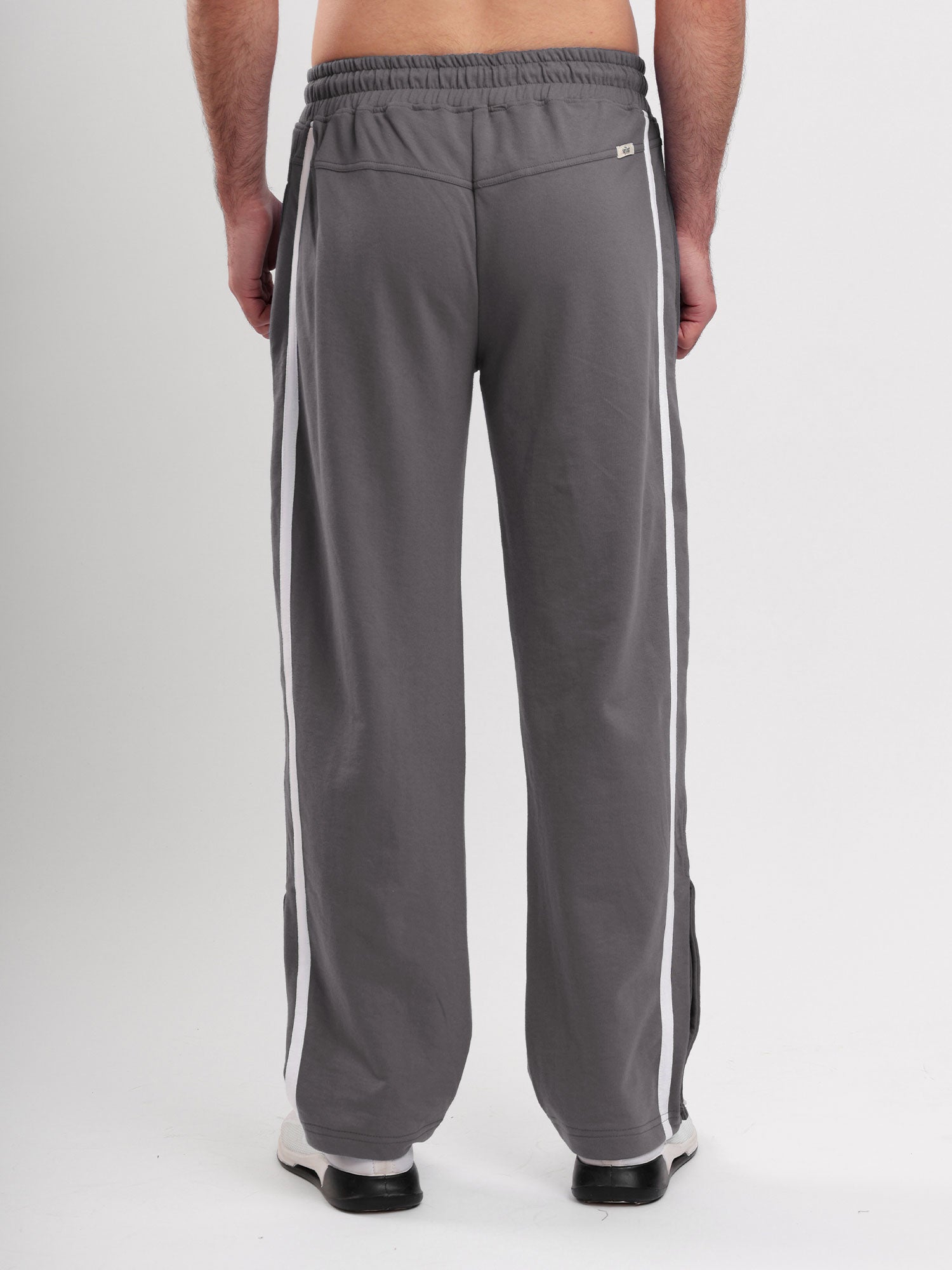 Men's Regular Fit Athletic Track Pant with Side Stripe, Snap Button Hem & Drawstring Waist