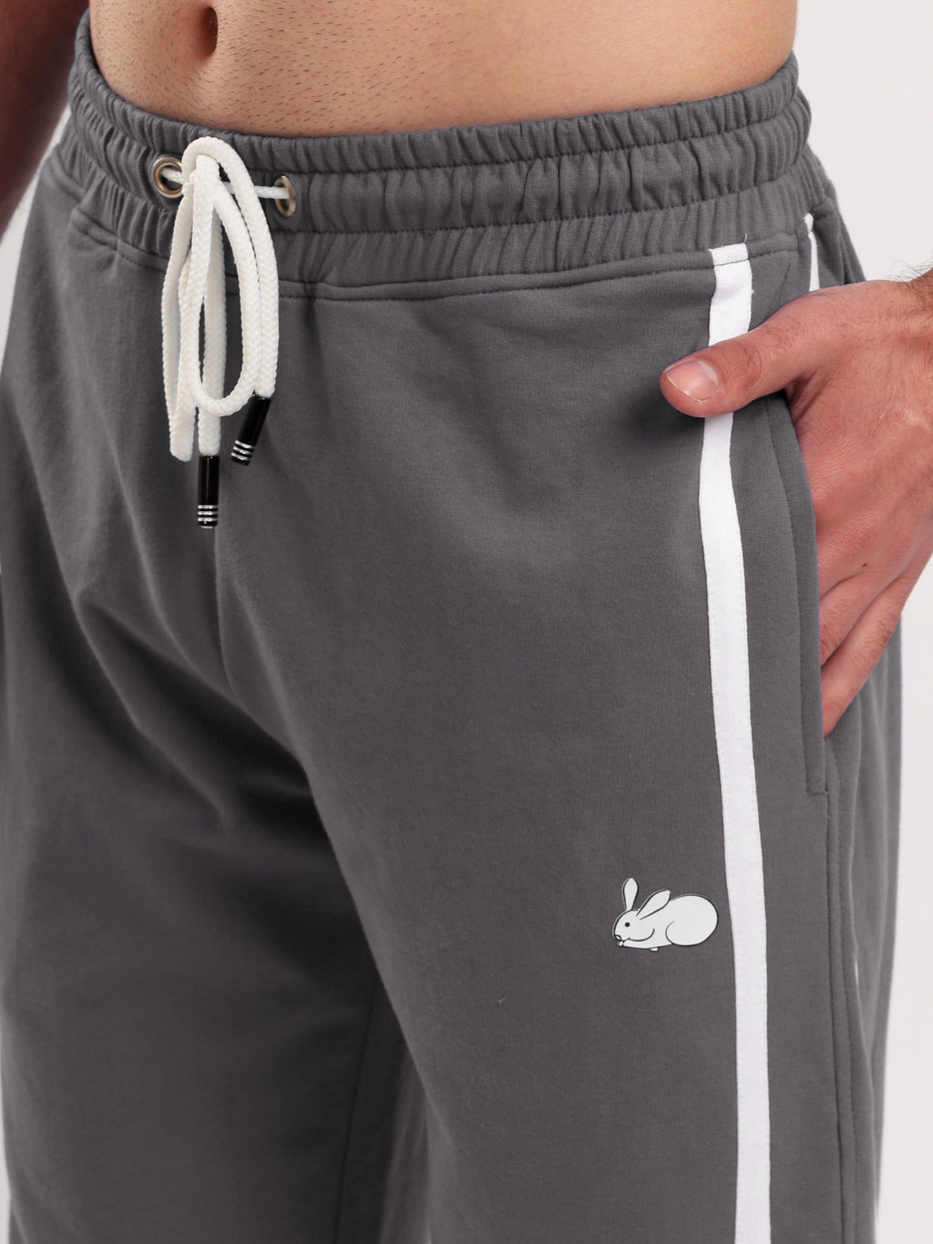 Men's Regular Fit Athletic Track Pant with Side Stripe, Snap Button Hem & Drawstring Waist