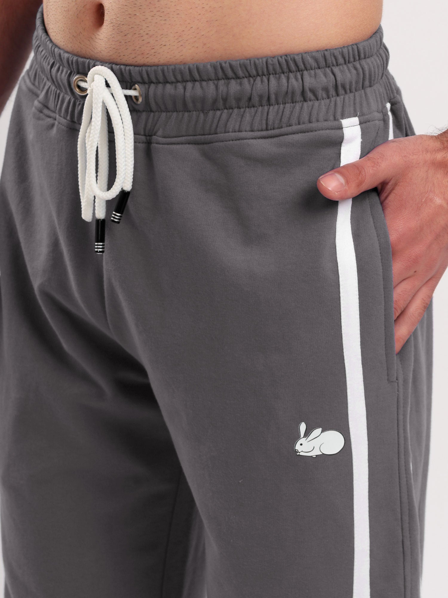 Men's Regular Fit Athletic Track Pant with Side Stripe, Snap Button Hem & Drawstring Waist