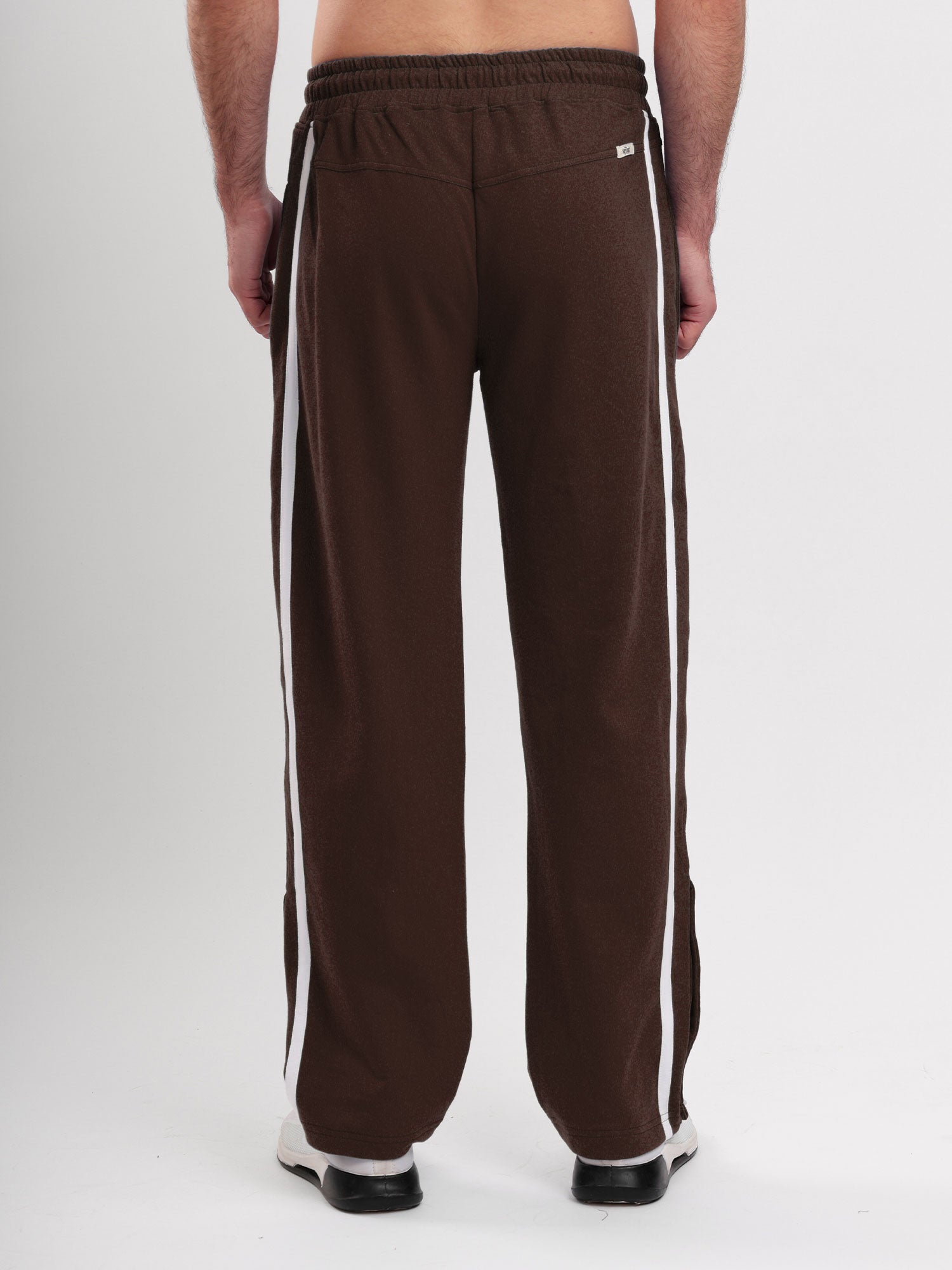 Men's Regular Fit Athletic Track Pant with Side Stripe, Snap Button Hem & Drawstring Waist