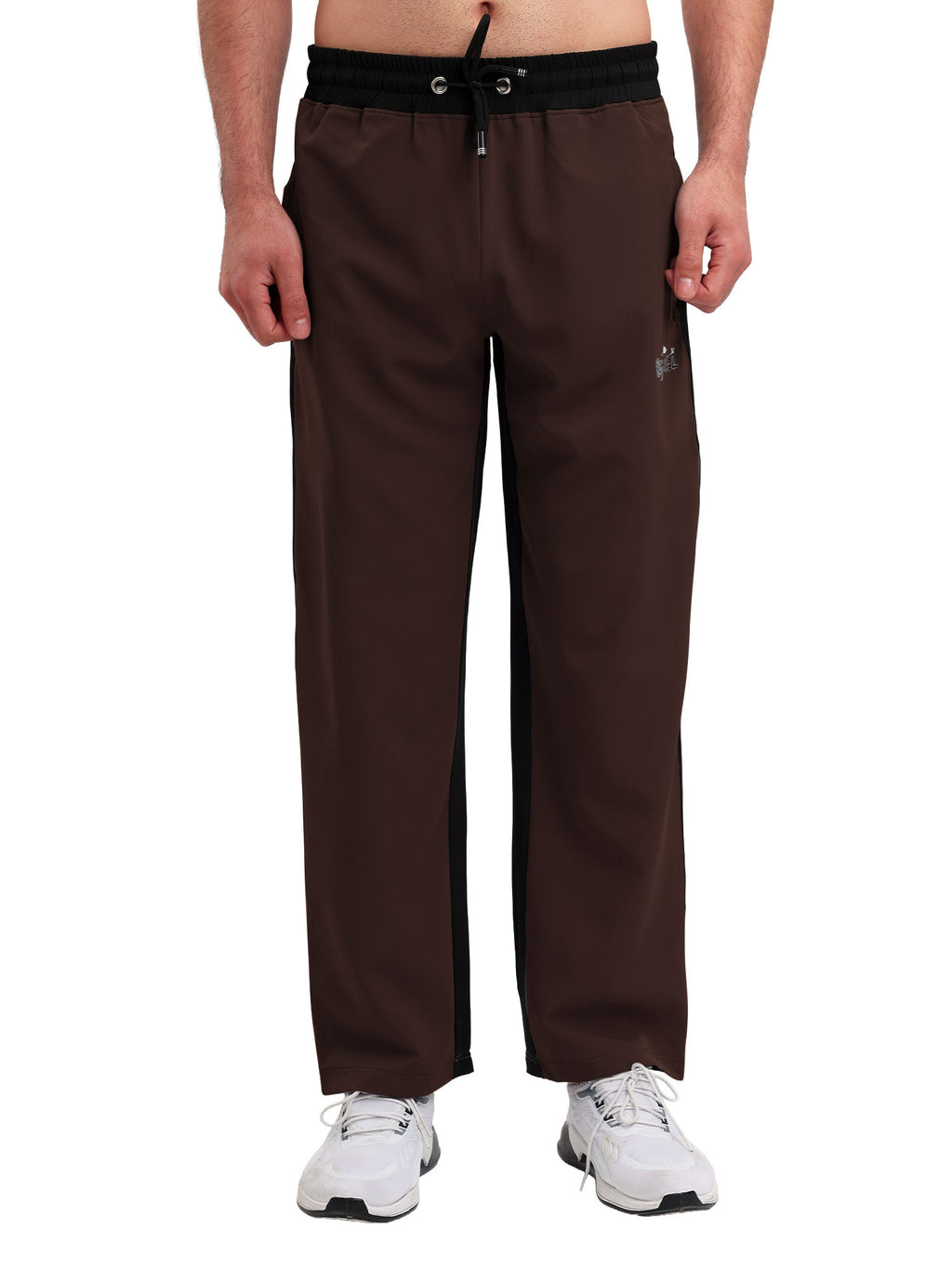 Men Regular Fit Track Pant with Contrast Side Panels and Elastic Waist