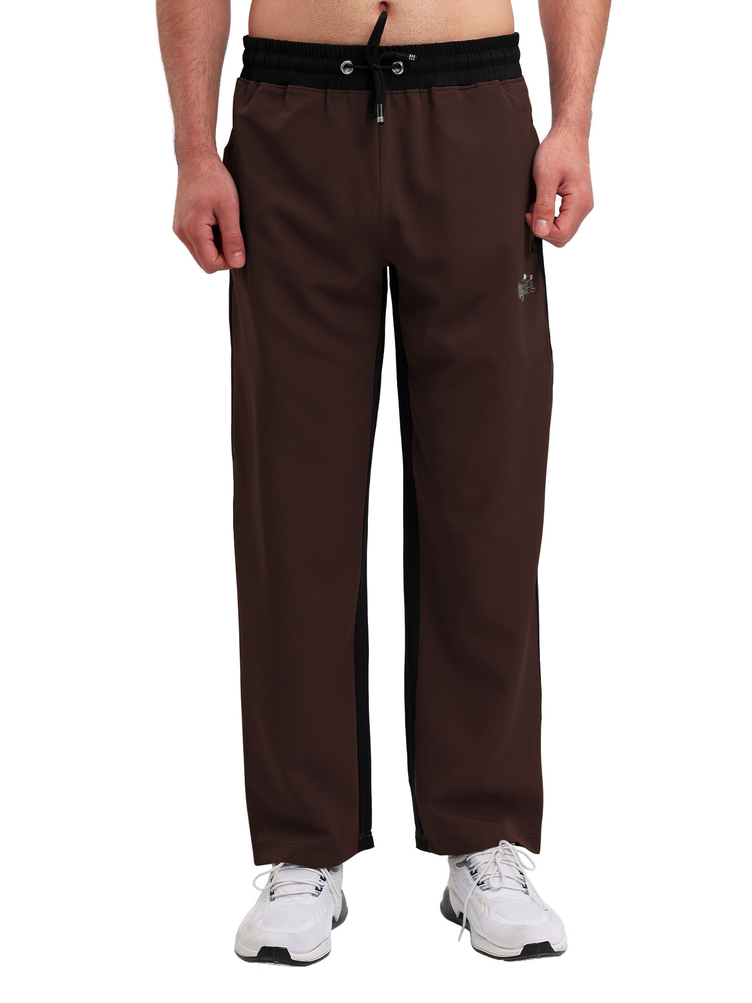 Men Regular Fit Track Pant with Contrast Side Panels and Elastic Waist