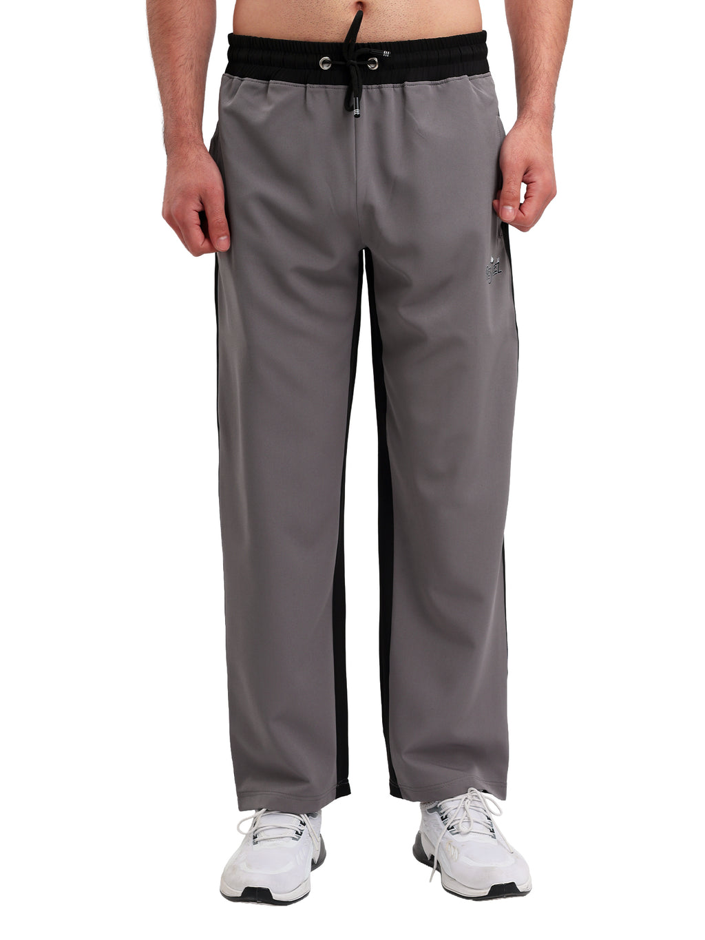 Men Regular Fit Track Pant with Contrast Side Panels and Elastic Waist