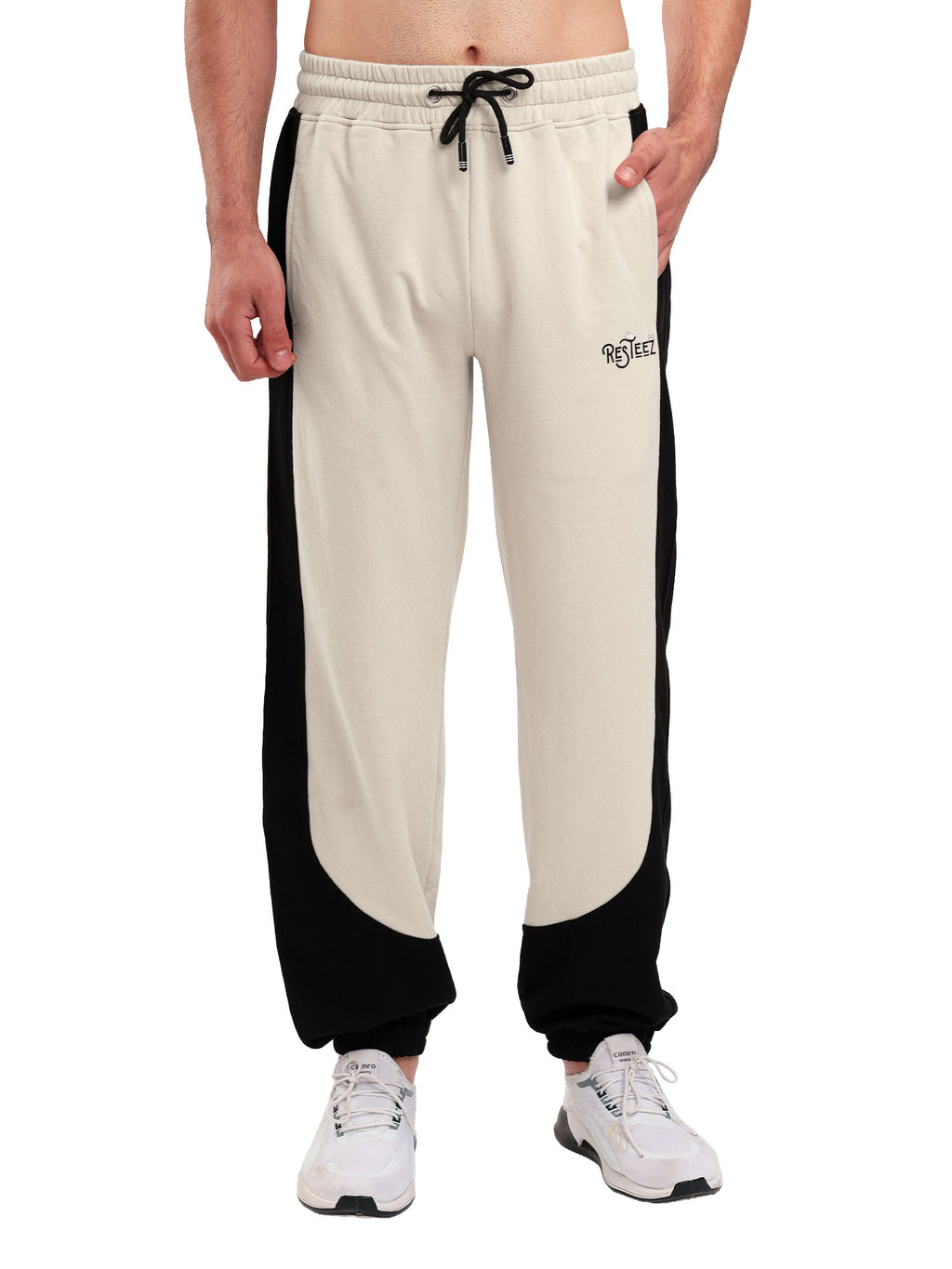 Men's Regular Fit Cotton Blend Track Pant with Side Panel Design, Elastic Waist & Drawstring