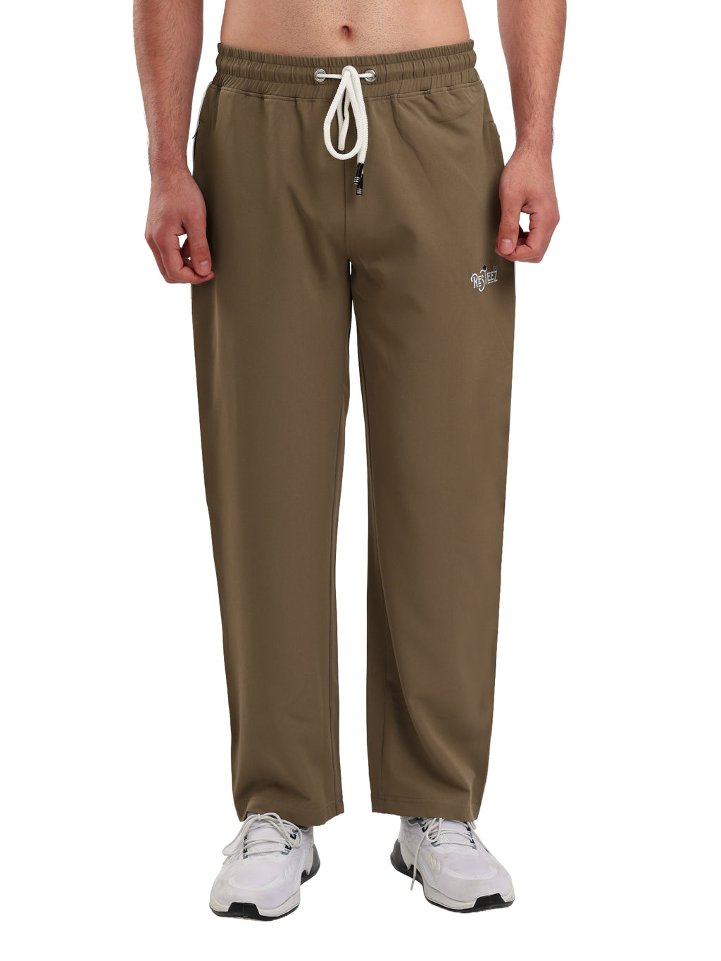 Men's Premium Straight Fit Track Pants with Zipper Pockets & Drawstring Waist