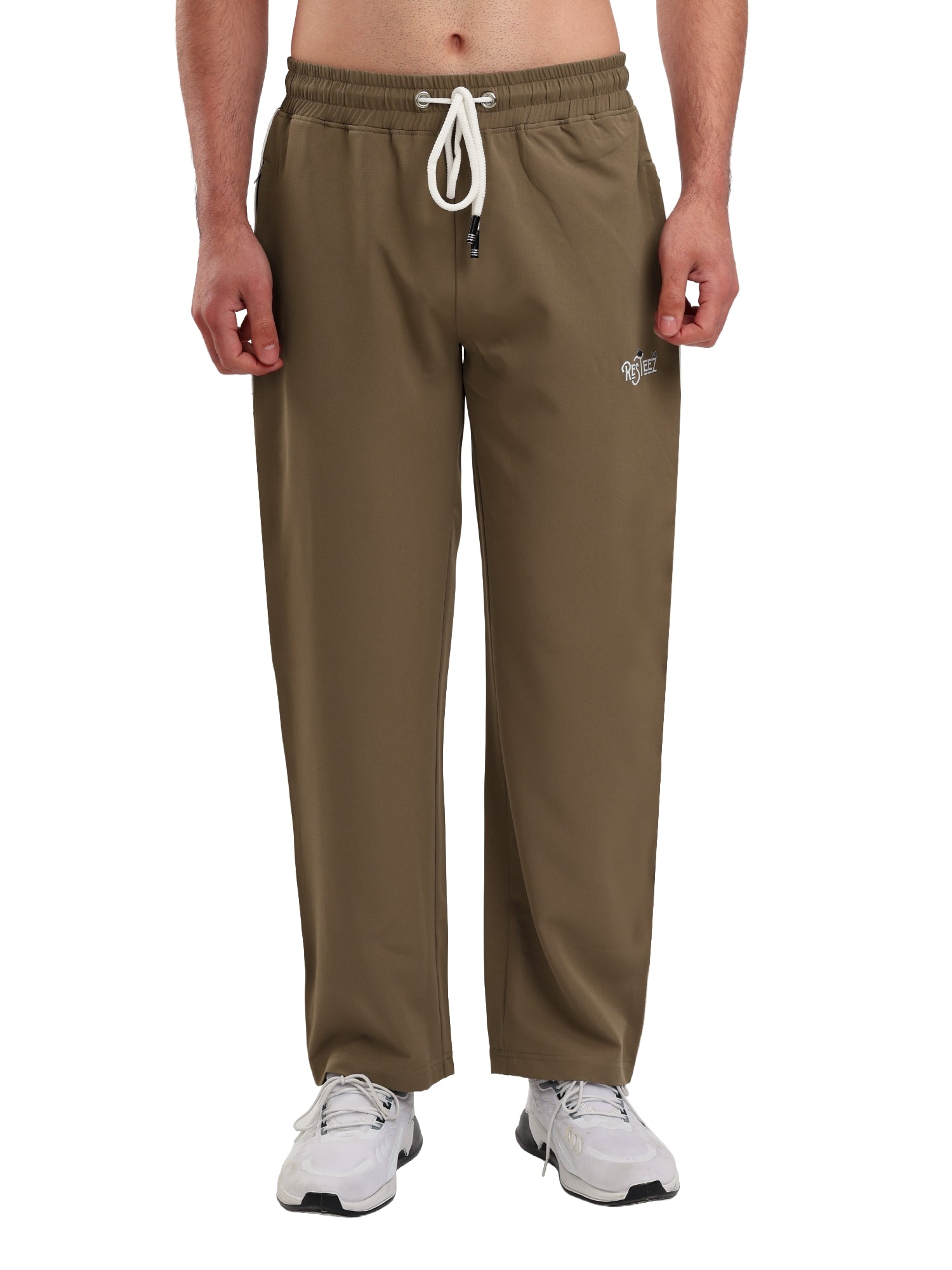 Men's Premium Straight Fit Track Pants with Zipper Pockets & Drawstring Waist