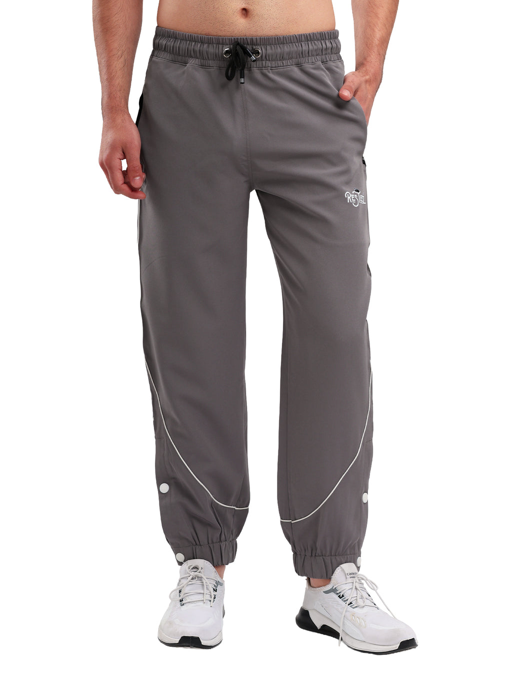 Men Active Jogger Track Pant with Reflective Piping Elastic Cuff and Zip Pockets