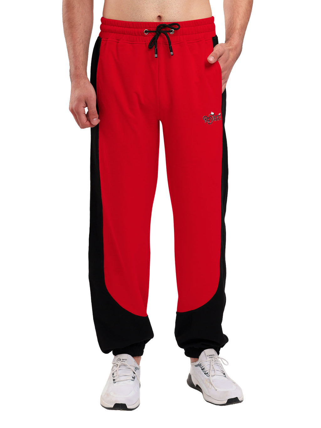 Men's Regular Fit Cotton Blend Track Pant with Side Panel Design, Elastic Waist & Drawstring
