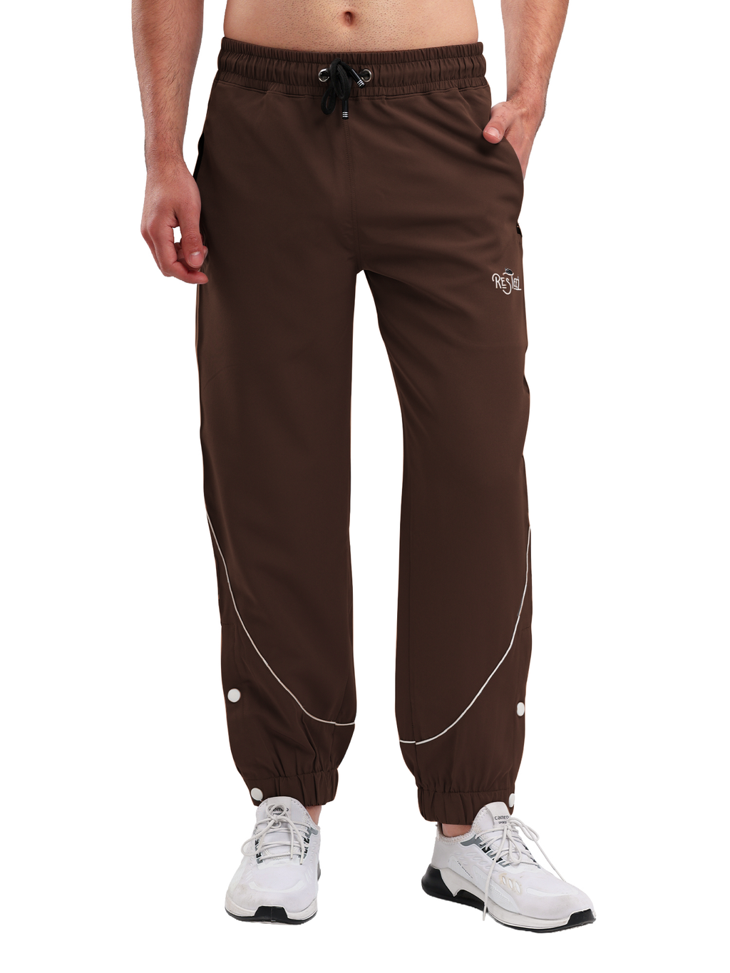 Men Active Jogger Track Pant with Reflective Piping Elastic Cuff and Zip Pockets