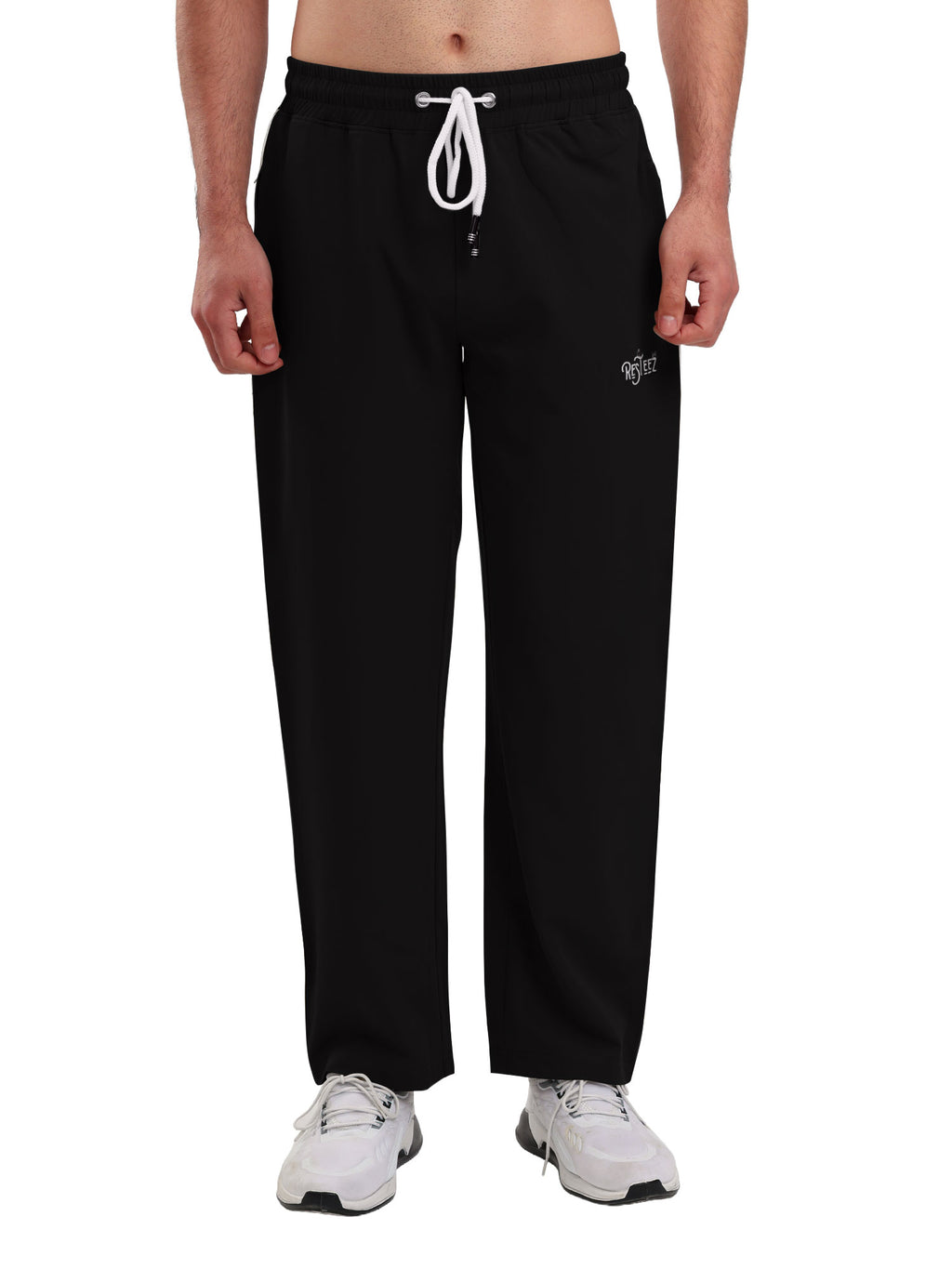 Men's Premium Straight Fit Track Pants with Zipper Pockets & Drawstring Waist