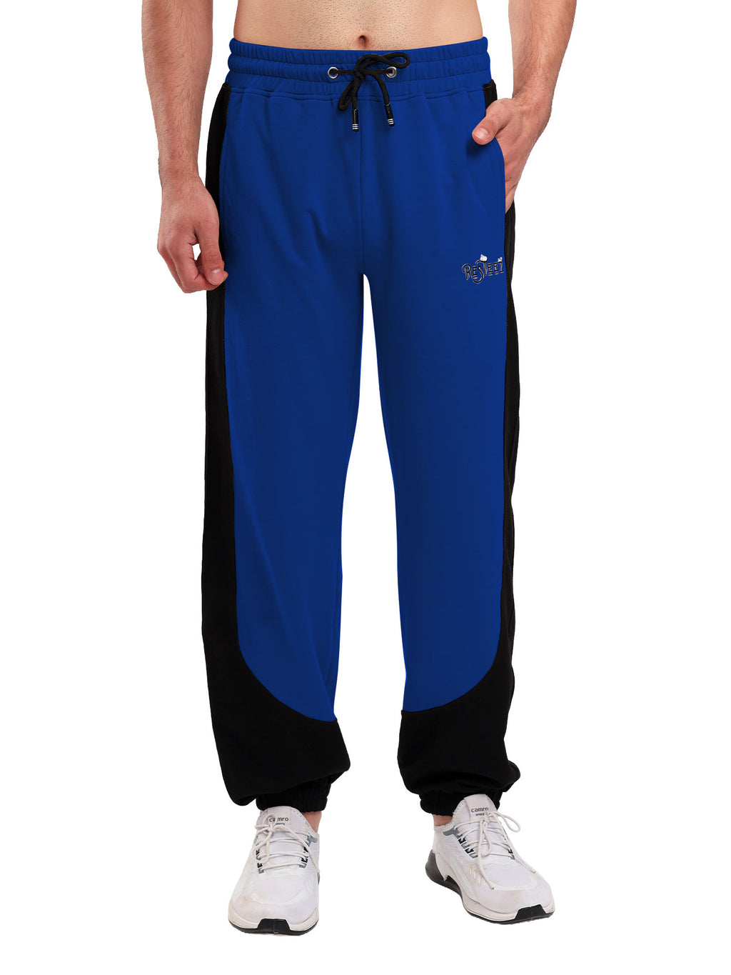Men's Regular Fit Cotton Blend Track Pant with Side Panel Design, Elastic Waist & Drawstring