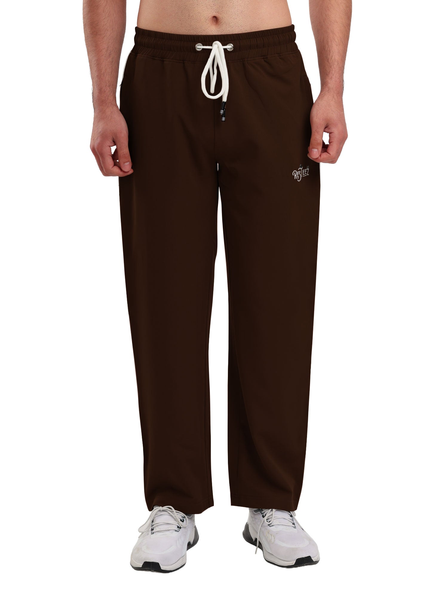 Men's Premium Straight Fit Track Pants with Zipper Pockets & Drawstring Waist