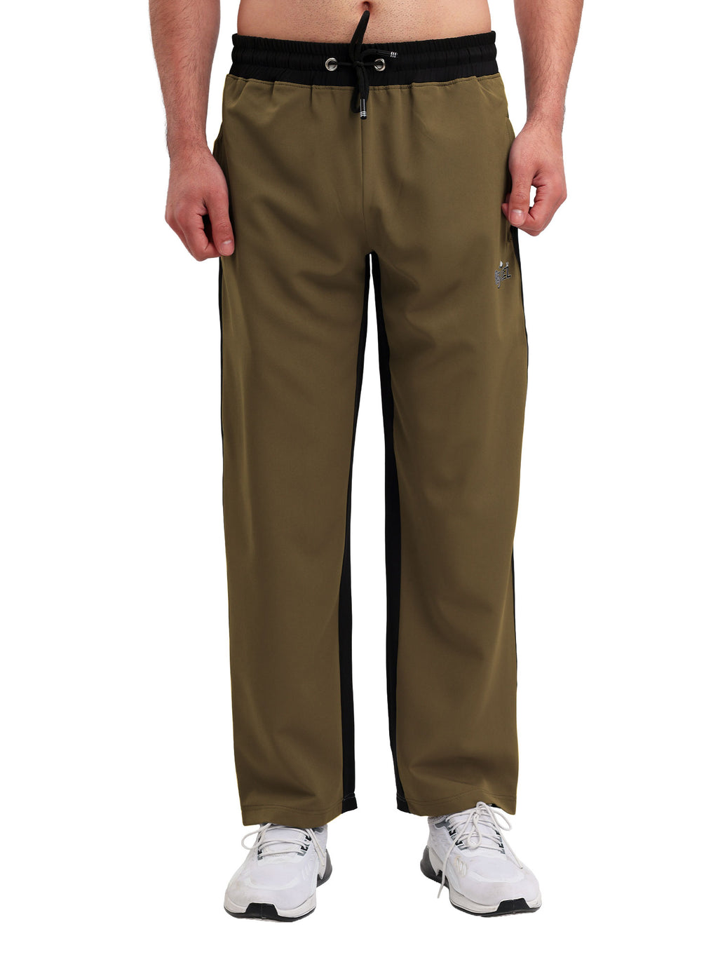 Men Regular Fit Track Pant with Contrast Side Panels and Elastic Waist