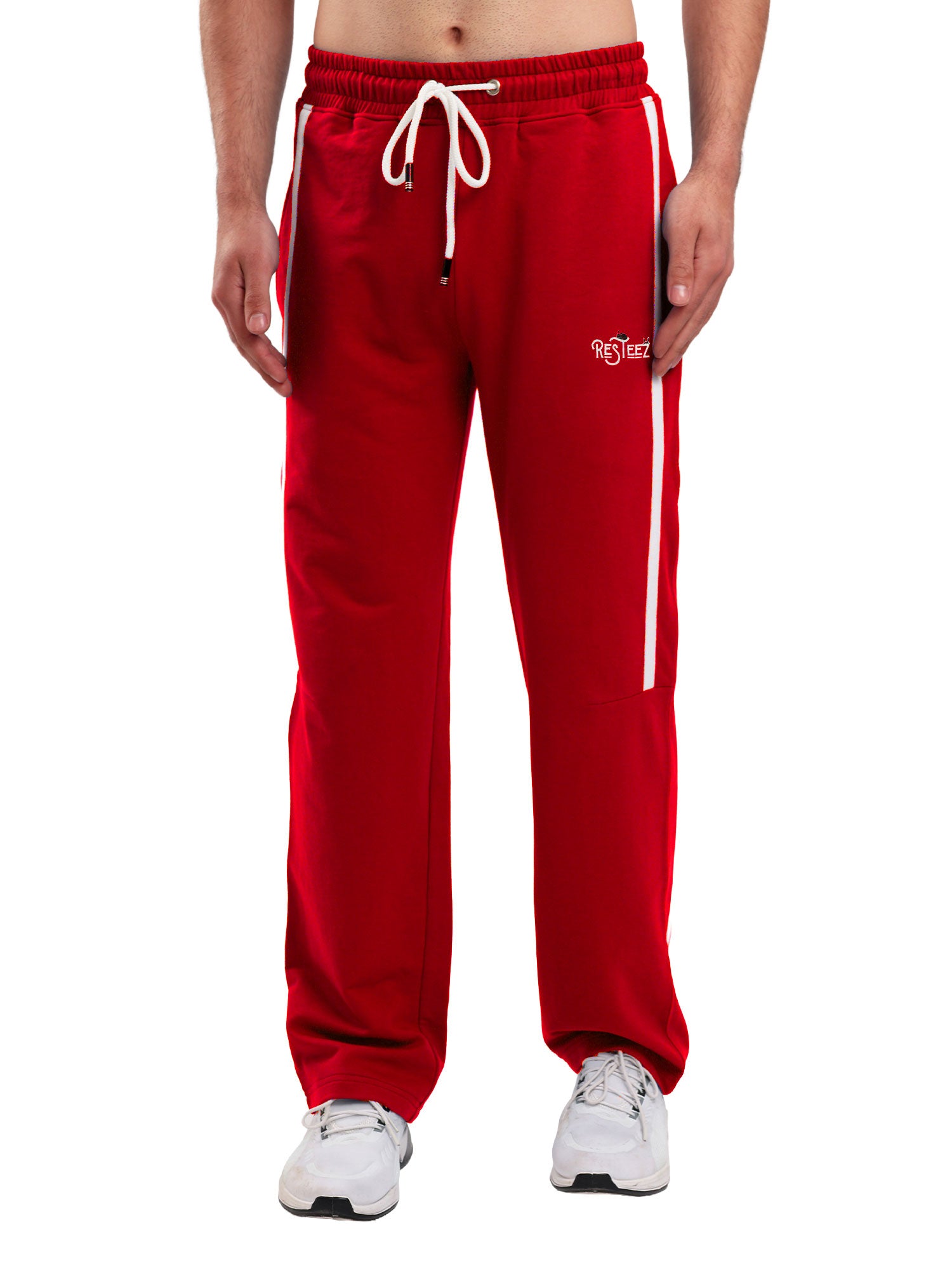 Men Regular Fit Sports Track Pant with Contrast Side Stripe and Drawstring Waist