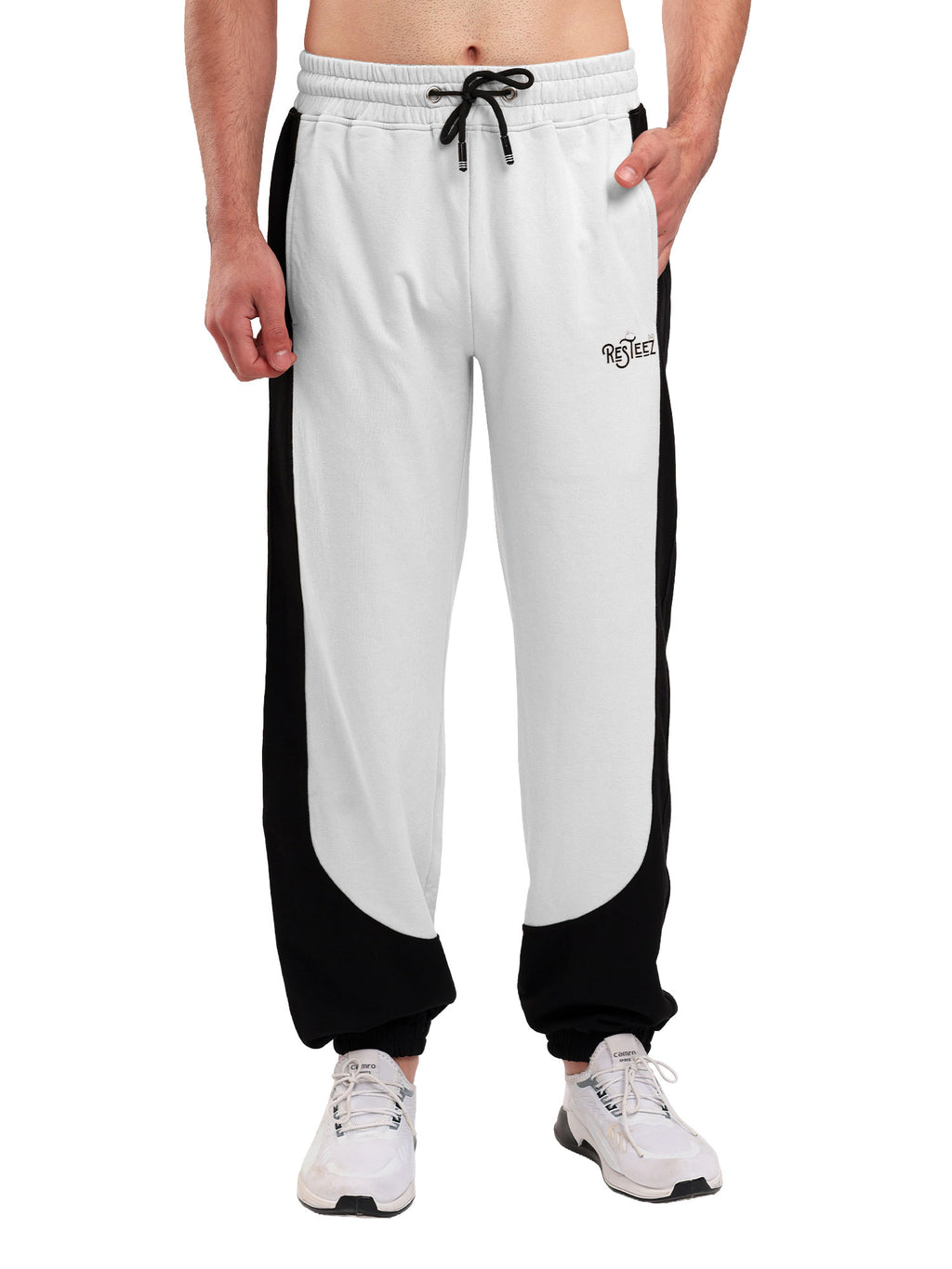 Men's Regular Fit Cotton Blend Track Pant with Side Panel Design, Elastic Waist & Drawstring