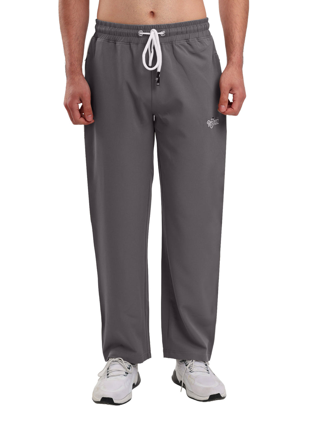 Men's Premium Straight Fit Track Pants with Zipper Pockets & Drawstring Waist